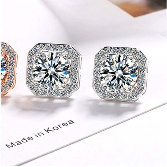 NEW 925 Silver Crystal Stud Earrings - Picture 6 of 8